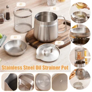 2-in-1 304 Stainless Steel Multifunctional Oil Strainer Pot Kitchen Deep Fryer